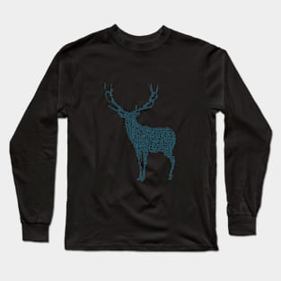 Reindeer Animal Wildlife Text Word Cloud Long Sleeve T-Shirt